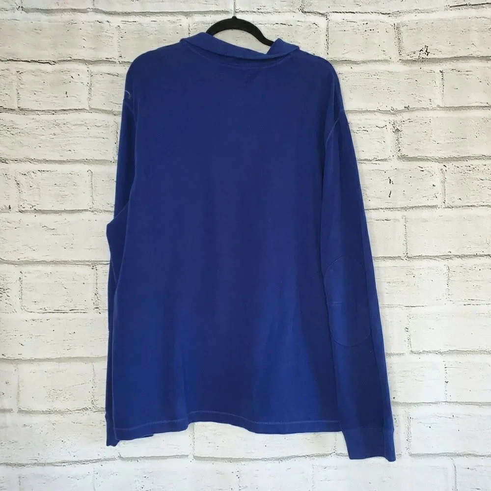 Vintage 90s Polo Ralph Lauren Sweater Blue Pony Pullover 1/4 Zip Men XXL Cotton